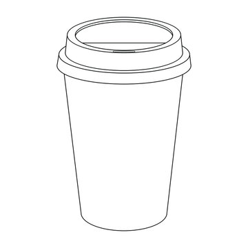 outline drawing of paper or plastic hot coffee cup with blank copy space use for your design vector illustrations