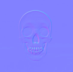 Normal map of Human anatomical skull. Computer generated image