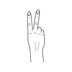 Hand with two fingers up in peace or victory symbol the sign for V letter in sign language. scissors gesture.