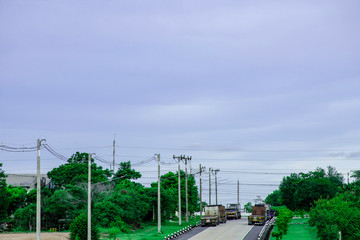 Green fields with modern factory buidling for green industry concept