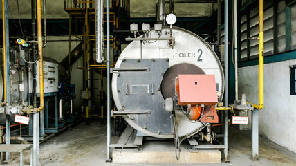 Gas boiler room for steam production of manufacturing factory