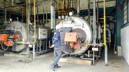 Gas boiler room for steam production of manufacturing factory