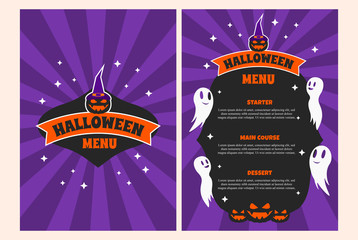 Halloween menu for food restaurant, vector