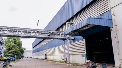 Industrial manufacturing factory with blue sky