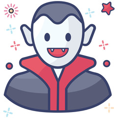 
Bloodsucker evil creature, halloween character in flat icon
