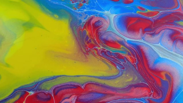 4K Footage, Abstract liquid painting texture  closeup, Acrylic paint pouring background, Luxury colors Slow motion shot,