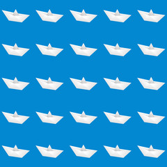 paper boat origami seamless pattern