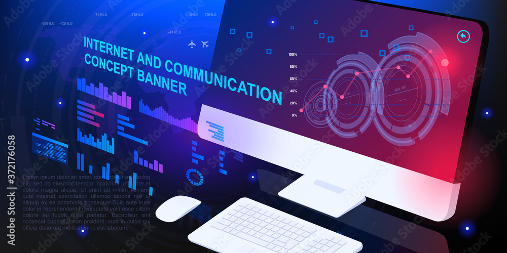 Poster internet and communications. data analysis, the process of optimizing data search on the internet. w