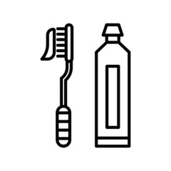 tooth brush and paste icon black and white