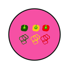 three cut peppers, vector icon