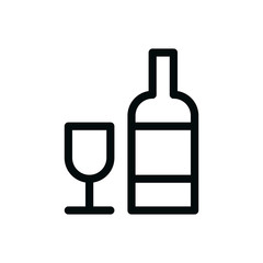 Alcohol isolated icon, wine bottle outline vector icon with editable stroke