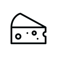 Cheese isolated icon, cheddar cheese outline vector icon with editable stroke
