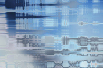 Abstract background. Geometrical elements on aged grunge texture. Graphic illustration with different color patterns.