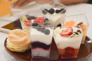 little sweet desserts fruit cakes table wedding party