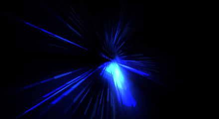 Futuristic lens flare. Light explosion star with glowing particles and lines. Beautiful abstract rays background.