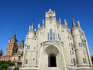 Fototapeta na wymiar The Episcopal Palace (Palacio Episcopal d`Estorga) in Astorga, SPAIN, currently the Museum of the Caminos