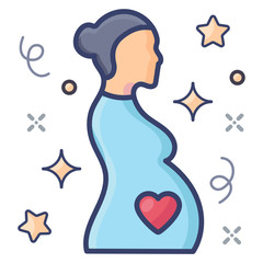 
Pregnant woman icon in flat vector design 
