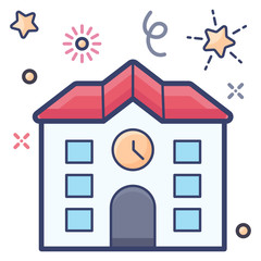
School, educational institute icon in flat design 
