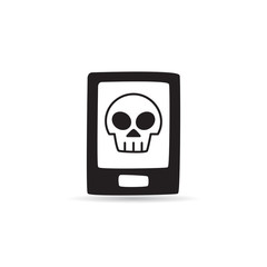 skull in mobile phone icon on white background vector