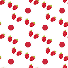 Fototapeta na wymiar Seamless pattern with little stylish strawberry on white background. Vector image.