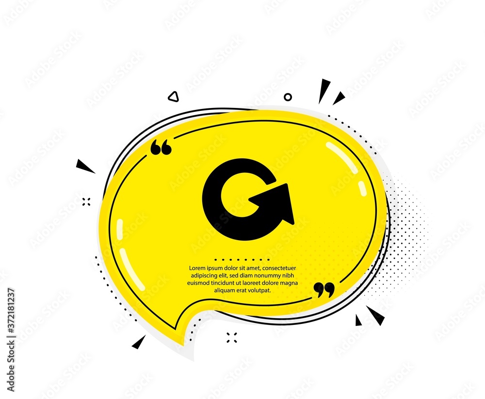 Aufkleber reload arrow icon. quote speech bubble. update arrowhead symbol. navigation pointer sign. quotation 