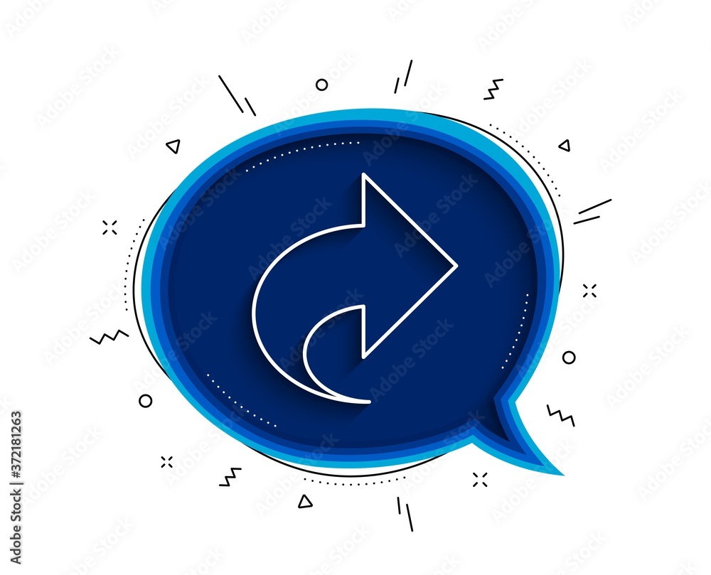 Poster share arrow line icon. chat bubble with shadow. link arrowhead symbol. communication sign. thin line