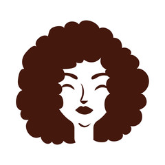 young afro woman with hair long silhouette style