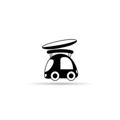 small car and surfboard icon on white background vector