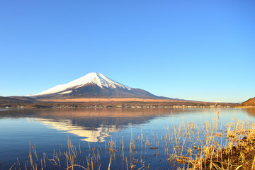 富士　富士山　山梨県山中湖付近の風景