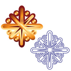 set of beautiful snowflakes for cards and invitations for christmas, isolated object on white background, vector illustration,