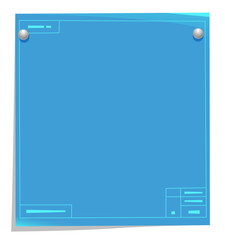  cartoon flat blueprint paper. blue square with ragged edges