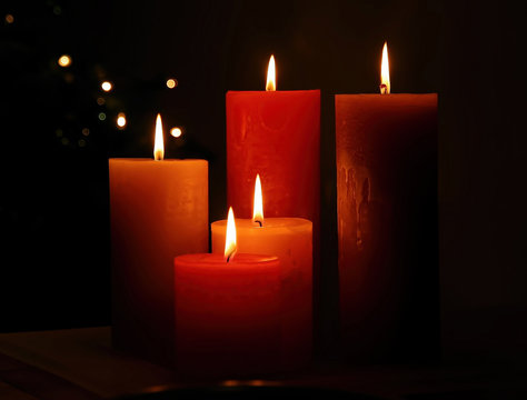Candles, red burning candles