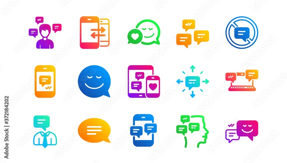 Poster group chat, speech bubble and sms. message and communication icons. contact classic icon set. gradie
