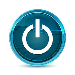 Power icon elegant glass blue round button vector design illustration