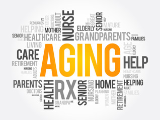 Aging word cloud collage, social concept background
