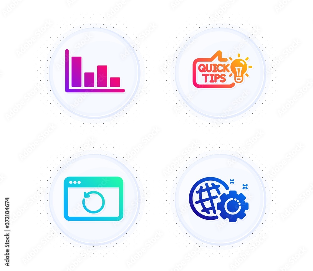 Aufkleber education idea, recovery internet and histogram icons simple set. button with halftone dots. seo gea