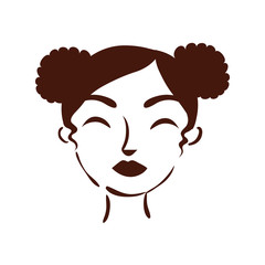young afro woman with hair buns silhouette style