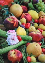 composition of fruits and vegetables - freshness and naturalness - healthy food concept