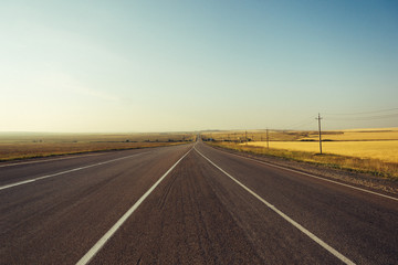 Russia. Travel across Russia. Hills, mountains and fields. Panorama of the steppes.