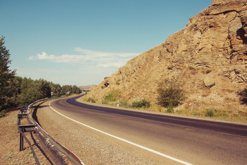 Russia. Travel across Russia. Hills, mountains and fields. Panorama of the steppes.