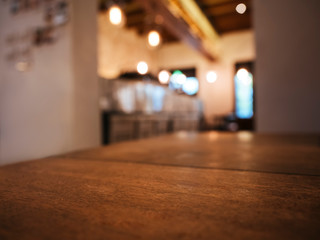 Table top counter Bar restaurant interior blur background