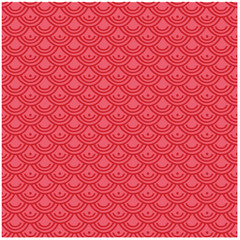 Seamless pattern doodle red little fish scales on calypso coral background