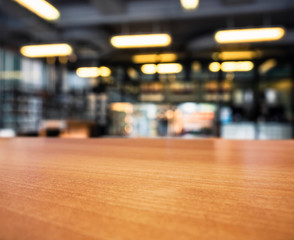 Obraz premium Table top counter Bar Cafe Restaurant coffee shop Blur background