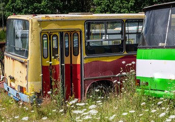 old bus graveyard recycling