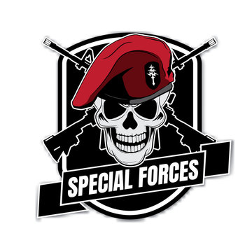 Skull head with wings for military badges, printing on T-shirts. Vector Logos Collection.