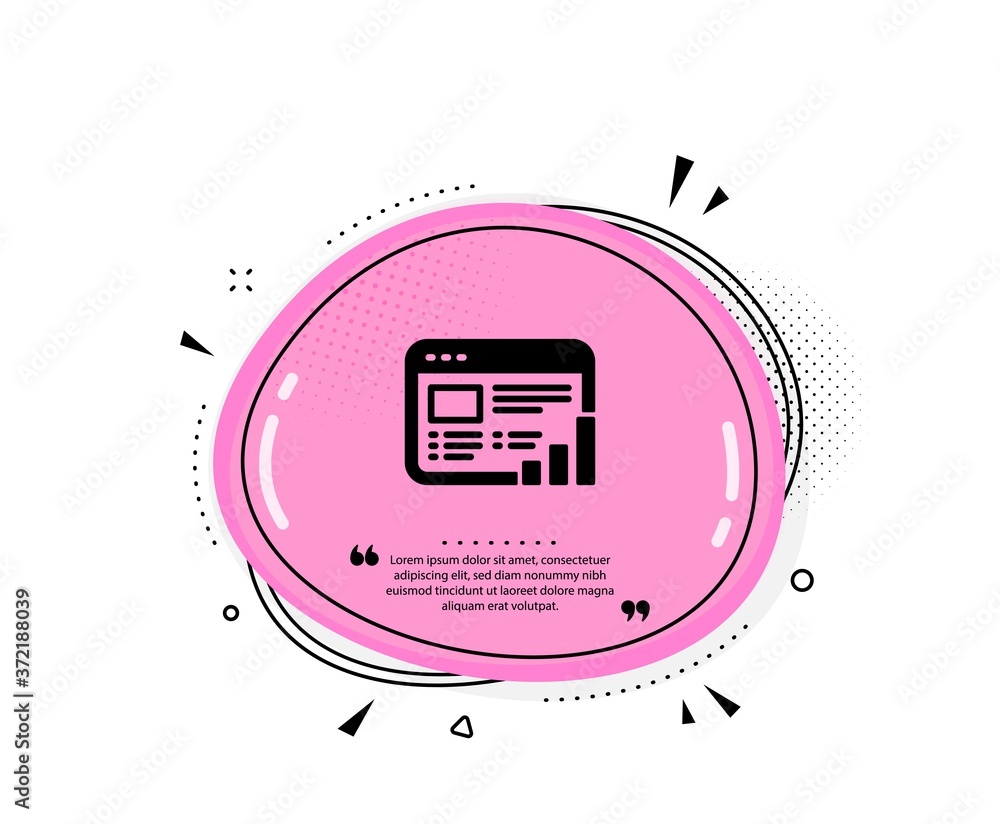 Poster web report icon. quote speech bubble. column graph sign. growth diagram symbol. quotation marks. cla