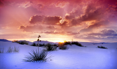 Sunset over White Sands new Mexico - obrazy, fototapety, plakaty