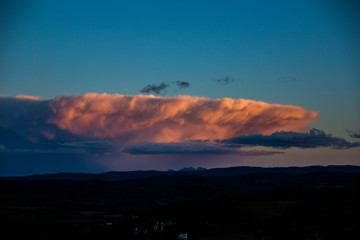 Sunset and clouds storm in Montserrat, Barcelona, Spain