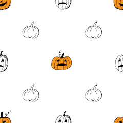 Cute Halloween background. Seamless pumpkin puttern
