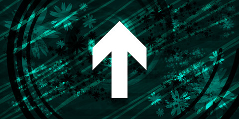 Upload arrow icon floral emerald green banner background natural design illustration